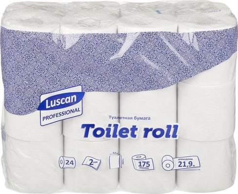 Туалетная бумага Luscan Бумага туалетная 2-слойная белая (24 рулона в упаковке)