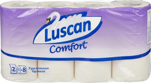 Туалетная бумага Luscan Бумага туалетная Comfort 2-слойная белая (8 рулонов в упаковке)