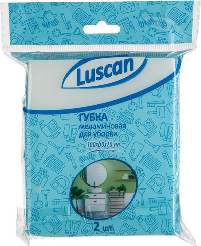 Товар для уборки Luscan Губка меламиновая для деликатной очистки 10x6 см (2 штуки в упаковке)