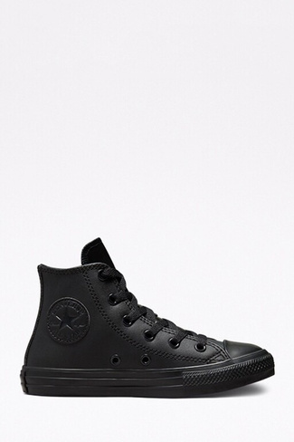 Кожаные юношеские спортивные туфли с высоким верхом Converse, черный