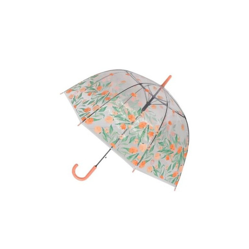 Зонтик детский Цветочки прозрачный купол оранжевый МихиМихи