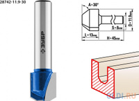 Фреза пазовая фасонная №3, D= 11,9мм, рабочая длина-13мм, угол-30 градусов, хв.-8мм, ЗУБР Профессионал
