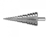Сверло STAYER MASTER ступенчатое по сталям и цвет.мет., сталь HSS, d=4-12мм,5ступ.d 4-6-8-10-12,L-65мм, шестигран.хвост.