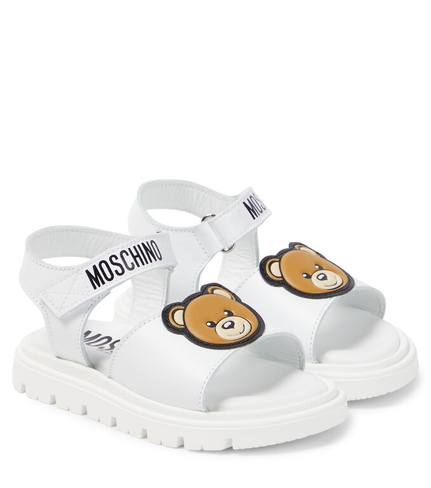 Кожаные сандалии с мишками teddy Moschino Kids, белый