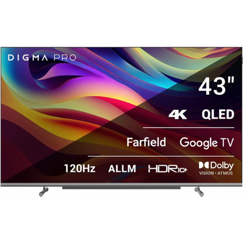 Телевизор QLED Digma Pro 43L, черный/серебристый