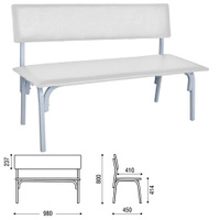Банкетка со спинкой Астрид 1200х470х796 мм каркас светло-серый кожзам светло-серый