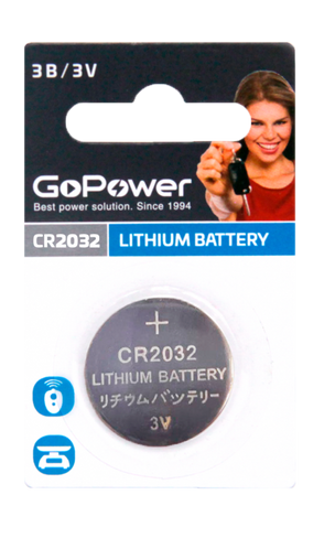 Элемент питания CR 2032 GoPower BL-1