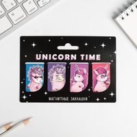 Магнитные закладки unicorn time на открытке, 4 шт ArtFox