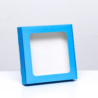 Коробка самосборная с окном синяя, 16 х 16 х 3 см UPAK LAND
