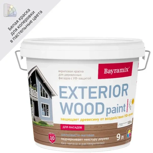 Краска для деревянных фасадов Bayramix Exterior Wood матовая цвет белый 9 л BAYRAMIX None