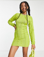 Зеленое облегающее платье из фактурного трикотажа COLLUSION 3D