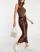 Сатиновая юбка макси косого цвета премиум-класса Topshop