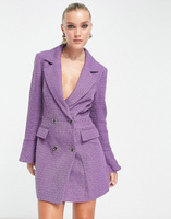 Фиолетовое платье-блейзер из букле с гофрированными рукавами Miss Selfridge