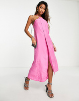 Платье-комбинация миди цвета фуксии с ремешками Topshop