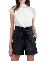 Атласно-кружевная блузка с завязками на спине Ookie & Lala White