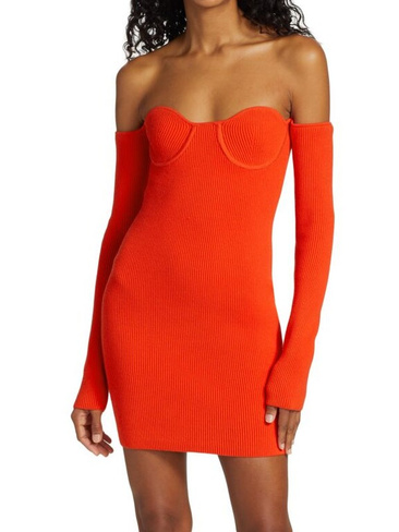 Контурное мини-платье Helmut Lang с длинными рукавами, оранжевый