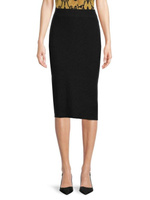 Металлизированная вязаная юбка-карандаш Calvin Klein без застежек, черный