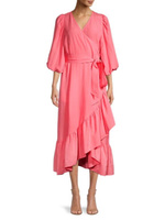 Платье миди Kobi Halperin с запахом и оборками lea, flamingo