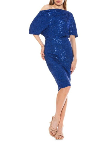 Платье-футляр olivia с пайетками и драпировкой Alexia Admor Royal blue