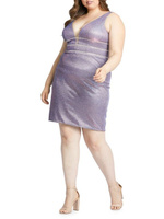 Платье-футляр Mac Duggal плюс металлизированное, фиолетовый