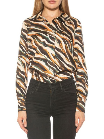 Рубашка Классическая на Пуговицах Alexia Admor Cassidy с воротником, коричневый