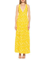 Платье - Макси Ярусное Alexia Admor Tezzi с V-образным вырезом, yellow ditzy