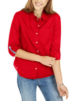 Женская хлопковая рубашка с отворотами на пуговицах Tommy Hilfiger
