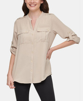 Текстурированная рубашка на пуговицах с отворотом Calvin Klein