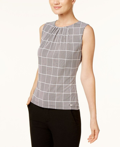 Блузка со складками и принтом, стандартные размеры и размеры для миниатюрных размеров Calvin Klein