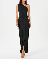 Драпированное платье на одно плечо Calvin Klein, черный