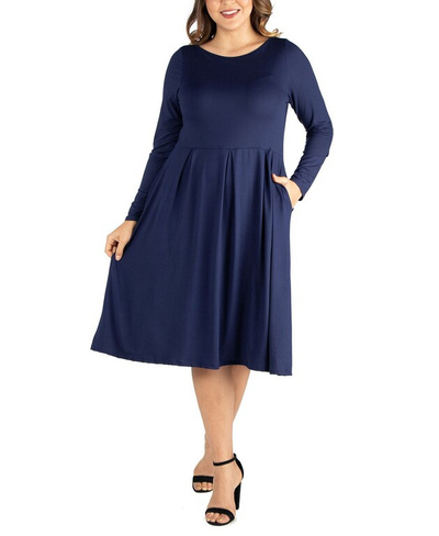 Женское облегающее платье миди больших размеров с расклешенной юбкой 24seven Comfort Apparel, синий