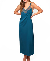 Женское длинное платье lucile из атласа и кружева iCollection, бирюзовый
