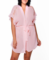 Прозрачный халат mia plus size из шифона и кружева iCollection, розовый