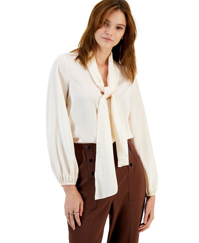 Женская блузка с длинными рукавами и галстуком-бабочкой, созданная для macy's Bar III, мульти