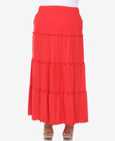 Многоярусная длинная юбка больших размеров White Mark, красный