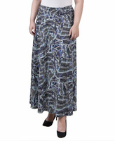 Длинная юбка-трапеция больших размеров с искусственным поясом спереди NY Collection, мульти