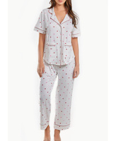 Женский комплект брюк kyley pajama heart print с красной отделкой, 2 предмета iCollection