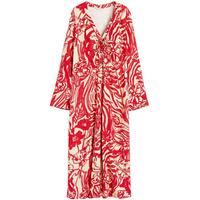 Платье H&M Floral Patterned Tie-detail, светло-бежевый/красный