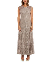 Женское длинное кружевное платье с иллюзиями и украшением R & M Richards