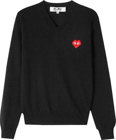 Пуловер Comme des Garçons PLAY Heart V Neck Pullover 'Black', черный