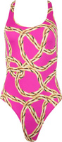 Купальник Vetements Gold Chain Open Back Swimsuit 'Hot Pink', золотой