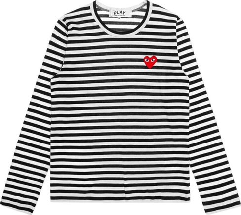 Футболка Comme Des Garçons Play Striped Heart Long-Sleeve T-Shirt 'Black/White', черный