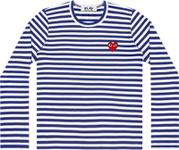 Футболка Comme Des Garçons PLAY Striped Heart Long-Sleeve T-Shirt 'Navy/White', синий