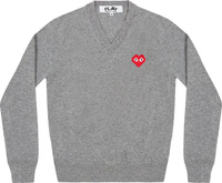 Пуловер Comme des Garçons PLAY Heart V Neck Pullover 'Light Grey', серый