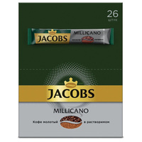 Кофе растворимый порционный JACOBS "Millicano", комплект 26 пакетиков по 1,8 г, сублимированный, 4251154