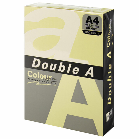 Бумага цветная DOUBLE A, А4, 80 г/м2, 500 л., пастель, светло-желтая