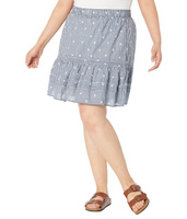 Юбка Madewell, Plus Embroidered Tiered Pull-On Mini Skirt in Gingham Check
