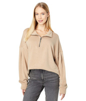 Пуловер Dylan by True Grit, Madison Lux Fleece High-Low Zip Pullover w/ Drop Shoulder & Raw Edge Hem