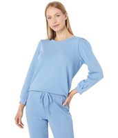 Пуловер Lilla P, Garment Dyed Terry Pleated Sleeve Crew Neck Sweatshirt