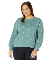 Пуловер Draper James, Plus Size Crew Neck Sweatshirt in Embroidered Viola